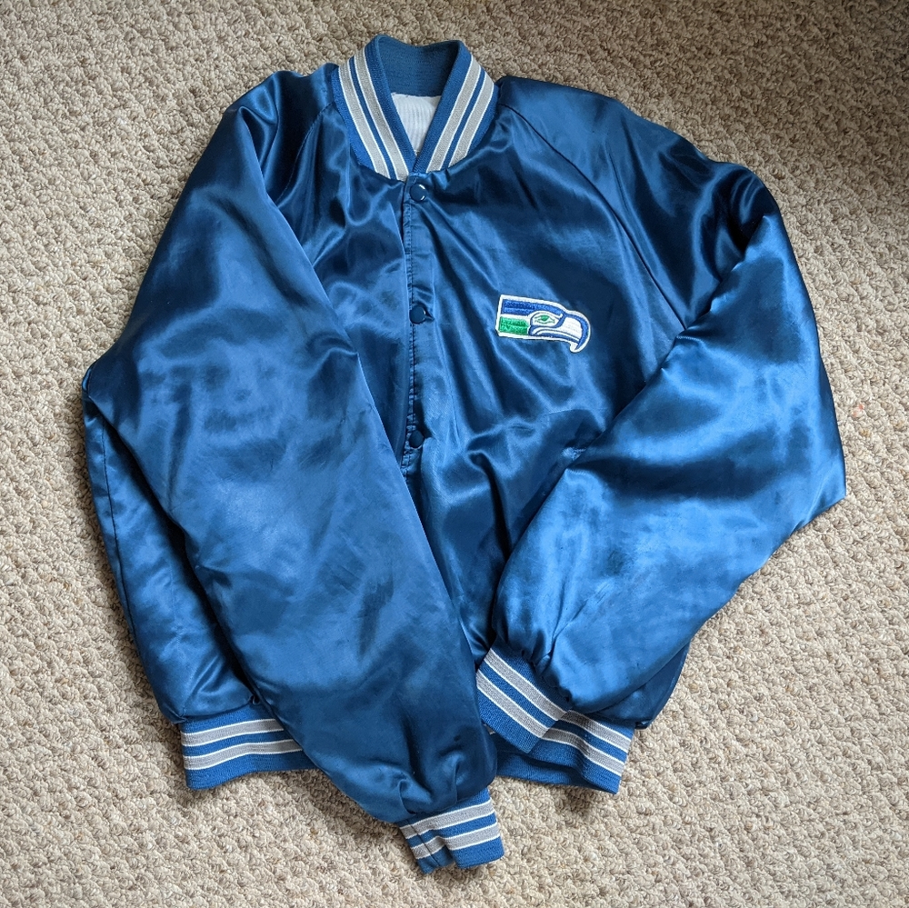 Vintage 80's Seattle Seahawks Satin Bomber Jacket 🏈